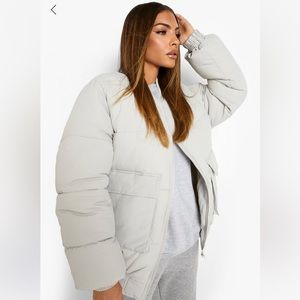 Womens grey oversized bomber jacket size 10